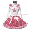 Valentine's Day White Tank Top Light Pink Sequins Ruffles Light Pink Bows & Sparkle Pink Daddy's Princess Crown Print & Bling Light Pink Sequins Pettiskirt MG1455